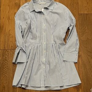 Abercrombie & Fitch Blue and White Striped Shirt Dress